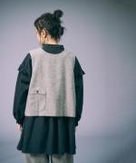 ヘリンボンウールシャギー　2wayベスト